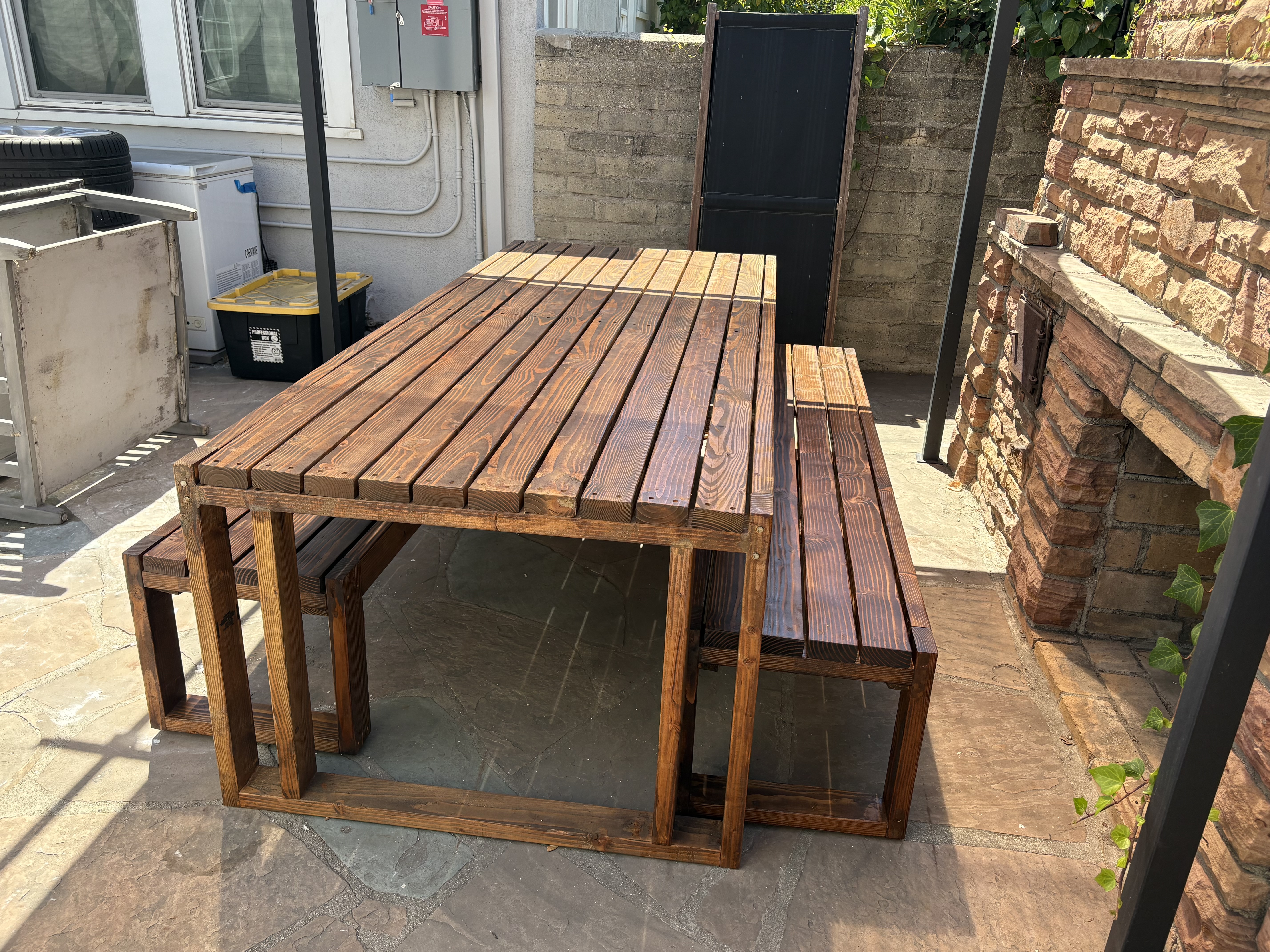 Outdoor Dining Table & Benches - Image 2